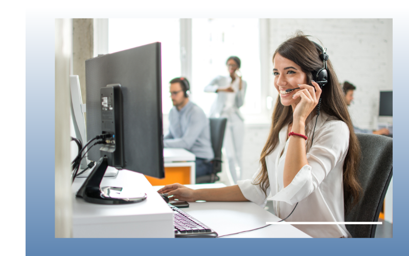 customer service representative talking on a headset 